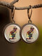 Vintage Glass Gemstone Dangle Earrings Dragonfly Butterfly Pattern Women Pendant Earrings Jewelry - #03