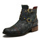 Embossed Splicing Handsome Boots - Blue