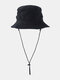 Unisex Cotton Solid Color Concealed Adjustment Strap Sunshade Bucket Hat - Black