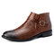 Men Stylish Crocodile Pattern Zipped Inside Leather Ankle Dress Boots - Brown