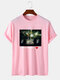 Mens Music Show Letter Graphic Cotton Short Sleeve T-Shirts - Pink