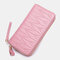 Women RIFD Multifunctional Genuine Leather Multi-card Slot Phone Bag Money Clip Wallet Purse - Pink