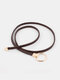 Women 110cm Faux Leather Casual Retro Fashion Woven Knotted Alloy Belts - Coffee