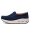 Women Casual Suede Round Toe Solid Color Platform Running Shoes - Blue