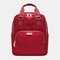 Women Nylon Waterproof Solid Bag Multifunction Backpack - Red