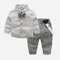 Baby Striped Bow Tie Long Sleeves Casual Shirt+Overall for 6-24M - Gray
