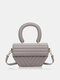 Women Synthetic Leather French Lingge Foreign Style Handbag Trend Simple Single Shoulder Bag Messenger Women's bag - Gray