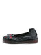 Sokofy Soft Bequeme flache Retro-Schuhe mit ethnischem Blumenmuster aus echtem Leder - Schwarz