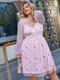 Plus Size Pink Embroidered Tie-up Design Dress - Pink
