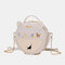 Women Crossbody Bag Cat Pattern Handbag - Beige
