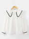 Solid Color Patchwork Peter Pan Collar Romantic Blouse - White
