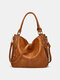 Women Vintage Brown Convertible Leather Shoulder Bag Crossbody Purse Diaper Bag Hobo Bag - Brown