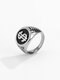 Trendy Simple Carved Dollar Sign Pattern Round Seal-shaped Alloy Ring - Silver