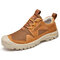 Men Outdoor Anti-collision Mesh Lace Up Non Slip Hiking Shoes - Brown