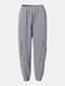 Solid Color Plain Pocket Elastic Waist Cotton Cargo Pants For Women - Dark Gray