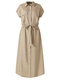 Solid Color Lapel Knotted Plus Size Button Dress for Women - Khaki