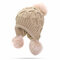 Womens Winter Warm Crochet Knitted Wool Beanie Pompom Ball Hat Vogue Fur Ball Ski Cap Bucket Hat - Beige