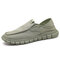 Men Breathable Ice Silk Cloth Stitching Slip On Driving Casual Flats - Green