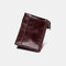 Men Genuine Leather RFID Anti-theft Multi-slots Retro Large Capacity Foldable Card Holder Wallet - Red Brown