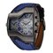 Sport Quartz Wristwatch Two Movements Big Clock Leather Strap Fashion Watch for Men - Blue