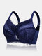 Plus Size Push Up Lace Gather Full Coverage Comfort Bras - Blue 1