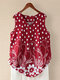 Ethnic Floral Print V-neck Sleeveless Tank Tops For Women - Red
