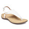Women Metal Clip Toe Buckle Flip Flops Casual Flat Slingback Sandals - White