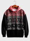 Sweats à capuche amples avec cordon de serrage pour hommes, motif ethnique contrasté, patchwork - Noir