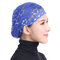 Women Muslim Head Coverings Shiny Lace Headscarf Hat Islamic Cap - Royal Blue