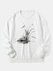 Suéter masculino com estampa de tinta de libélula e gola redonda de inverno - Branco