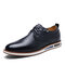 Men Microfiber Leather Comfy Soft Sole Lace Up Flat Casual Shoes - Blue