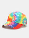 Unisex Cotton Topstitched Colorful Tie-dye Soft Top Adjustable Casual Sunshade Baseball Caps - Multicolor