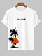 Mens Coconut Tree Japanese Print Hawaiian Vacation Short Sleeve T-Shirts - White
