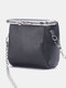Genuine Leather Metal Buckle Design Crossbody Bag Phone Bag Coin Purse - Black