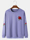 Mens Rose Japanese Sleeve Print Drop Shoulder Casual Pullover Sweatshirts - Purple