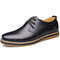 Men Pure Color Leather Non Slip Wear Resistant Casual Shoes  - Black