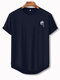 Mens Rose Print Crew Neck Sporty Short Sleeve T-Shirt - Navy