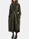 Solid Color Patchwork Pocket Loose Casula Dress For Women - Army Green