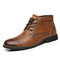Men Tight Stitched Cap Toe Leather Comfy Slip Resistant Dress Ankle Boots - Brown