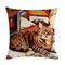 خمر نمط القط الفارسي المطبوعة غطاء وسادة كتان المنزل أريكة ديكور فني مكتب رمي غطاء وسادة - #6