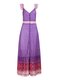Bohemian Ruffles Print Button V-neck Sleeveless Women Holiday Maxi Dress - Purple