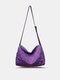 Men Nylon Sewing Rhombus Pattern Large Capacity Crossbody Bag Shoulder Bag - Purple