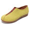 LOSTISY Suede Elastic Band Slip Resistant Lazy Slip On Closed Toe Casual Flat Loafers - Yellow
