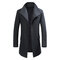 Winter Warm Gentlemanlike Woolen Trench Coat Turndown Collar Slim Fit Coat for Men - Grey