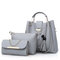 Women Three-piece Set Tassel Handbag Crossbody Bag - Grey