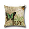 Linen Pillow Case Vintage Butterfly Home Decorative Leaning Cushion Pillow Cover  Pillowcases - #1