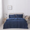 Velvet Stripe Solid Color Three-piece For Bedding Home Textiles - Navy Blue