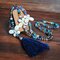 Bohemian Butterfly Tassel Pendant Necklace Ethnic Handmade Transparent Bead Long Necklace - Dark Blue