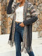 Nomadic Tribal Pattern Tassel Knit Long Sleeve Cardigan - Black