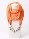 1 Pcs Chiffon Fake Pearl Decor Pendant Sunshade Keep Warm Scarf Necklace - Orange